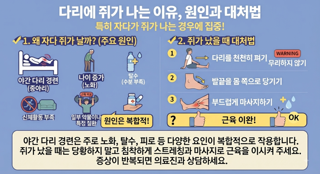 다리에 쥐가 나는 이유. 자다가 종아리에 쥐가 나는 원인과 대처법