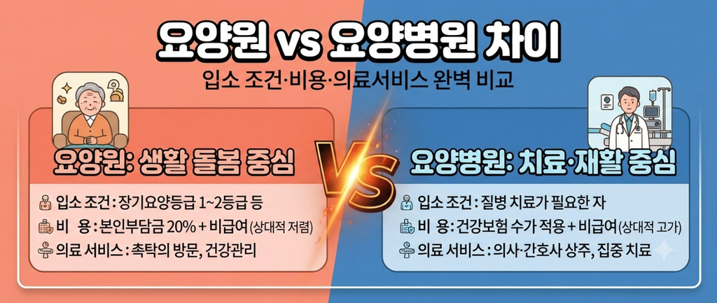 요양원 vs 요양병원 차이